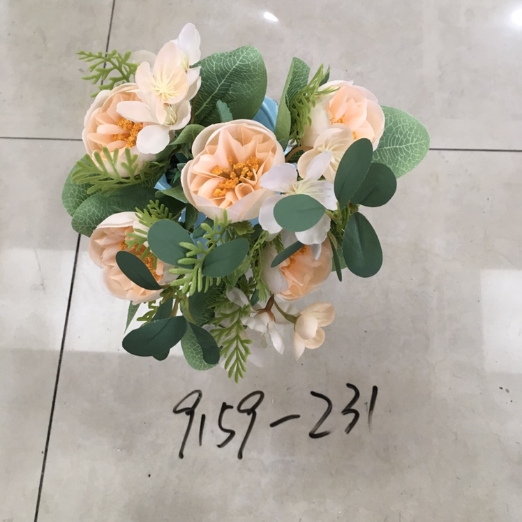 Living room artificial flowers, artificial flower tea table ornaments, bedroom flower arrangement decorations, 5-fork Korean-style tea rose wholesale undefined