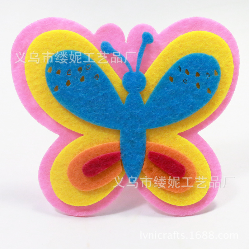 无纺布毛毡布3D立体彩色3层蝴蝶幼儿园教室房间墙面环境布置墙饰详情图3
