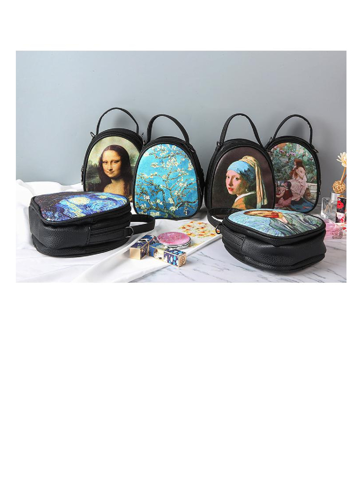 ins女包梵高复古油画印花个性单肩斜挎包女士背包手机包支持定制详情图8