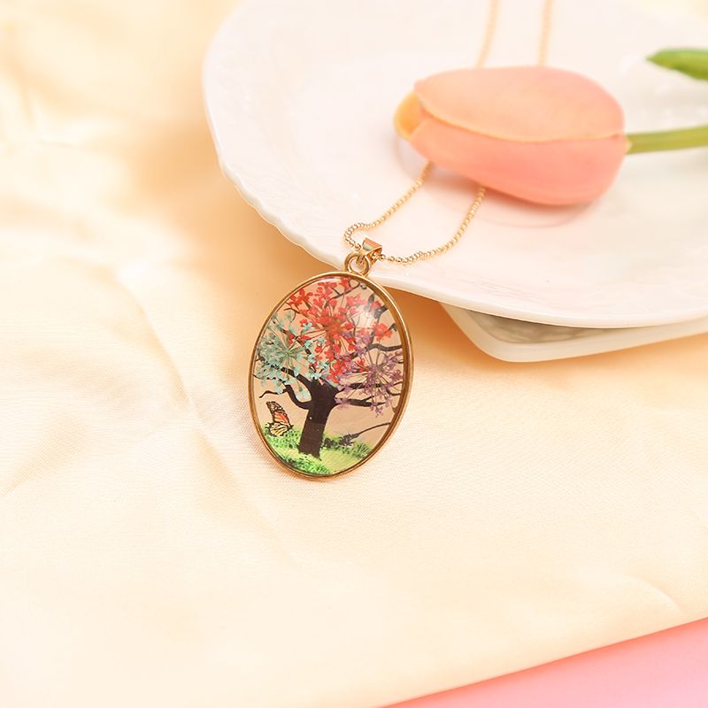 Dried flower Life Tree Butterfly necklace undefined