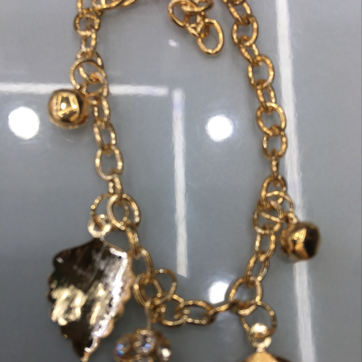Korean fashion chain iron leaf bell bayberry ball bracelet thumbnail