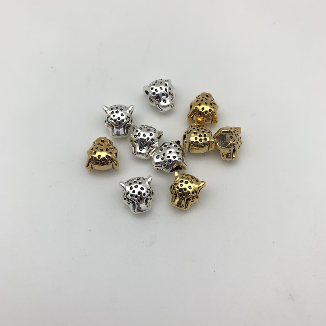 Leopard head perforated large hole bead alloy accessories