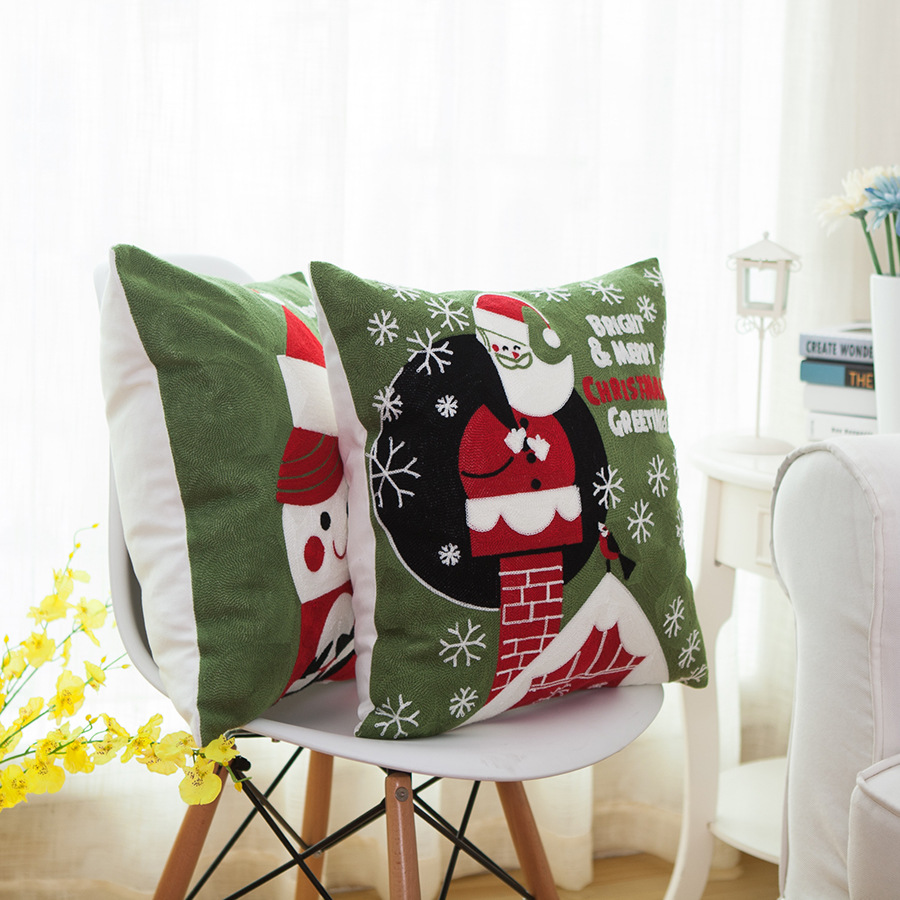 圣诞精致抱枕套 毛线满绣办公室椅子靠背沙发客厅抱枕详情图2