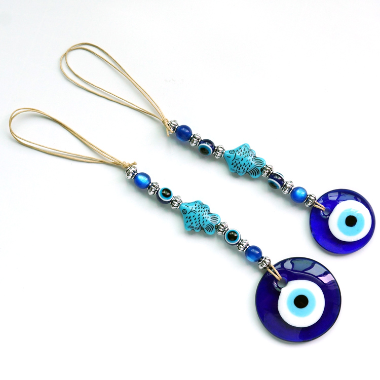 Factory direct sales of blue-eyed ornaments, fish-shaped round glass eye pendants, wall hangers and decorative items pic 4