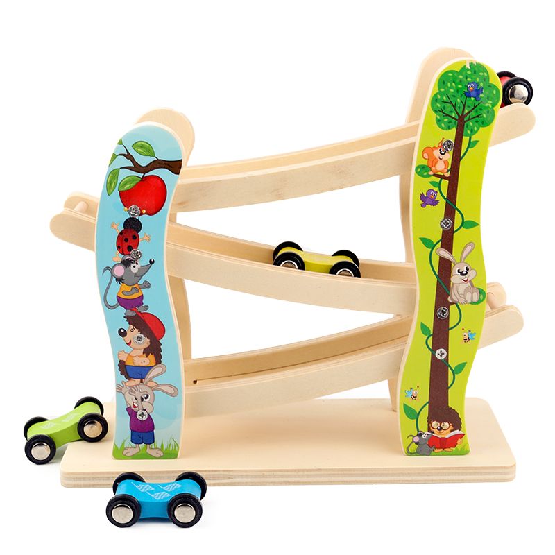木制滑翔车玩具经典木质急速赛车幼儿早教益智趣味轨道车详情图1