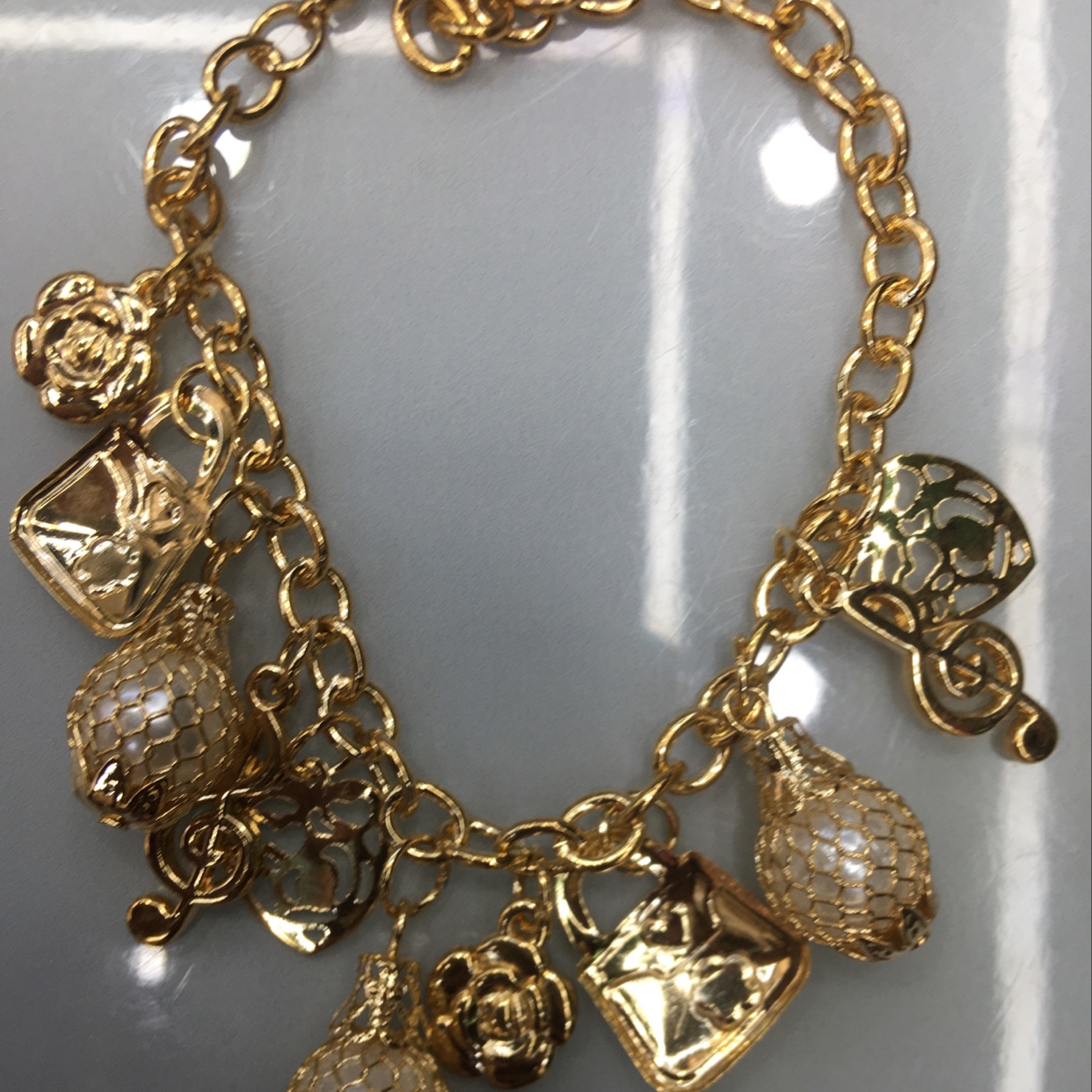 Korean version of the fashion chain pearl tennis ball with accessories note women bracelet thumbnail
