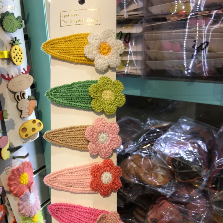 水滴毛线夹加菊花