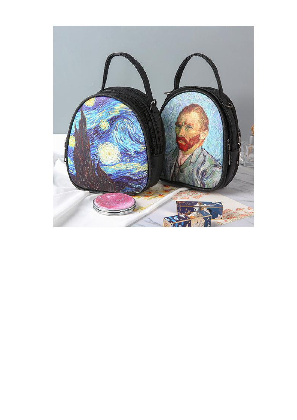 ins女包梵高复古油画印花个性单肩斜挎包女士背包手机包支持定制详情图7