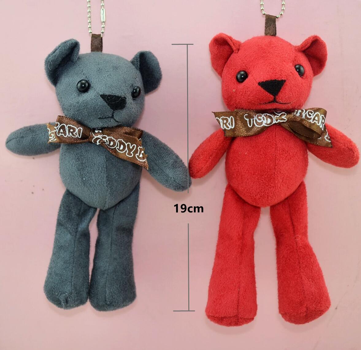 Stuffed toy 19cm suede bear bear bear bear fur cotton wool bow tie long foot bear bag pendant