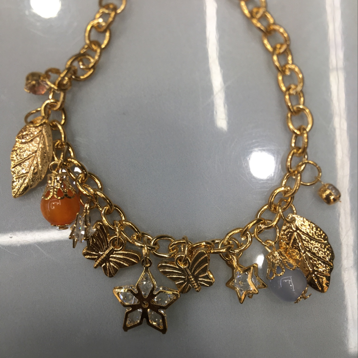 Korean version of the fashion chain iron beads size naked diamond women's bracelet thumbnail
