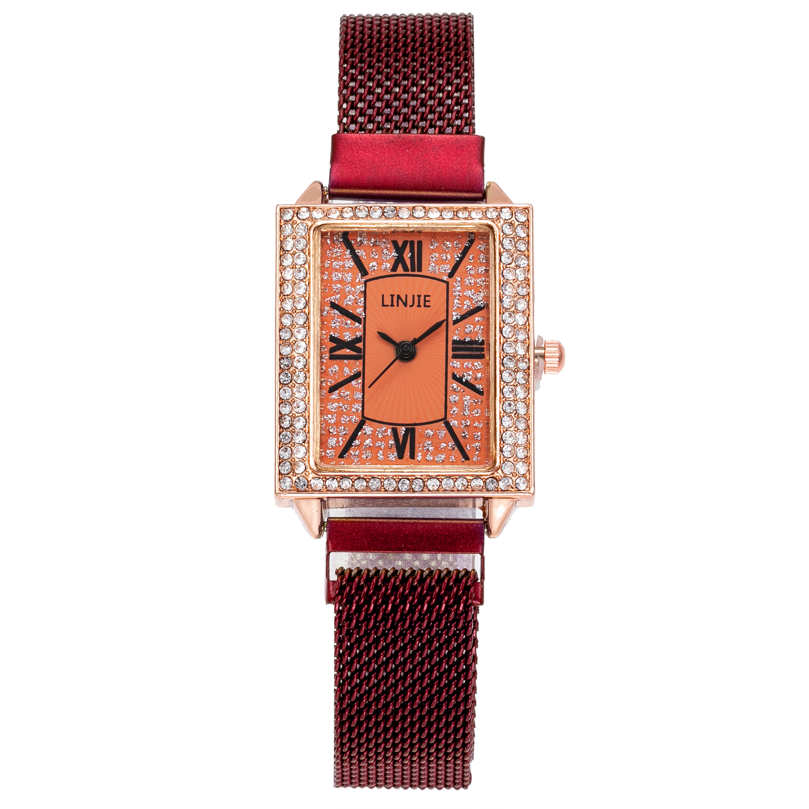 新款女士镶钻方形手表吸磁铁石网带潮流手表米兰带懒人手表18820/48详情图6