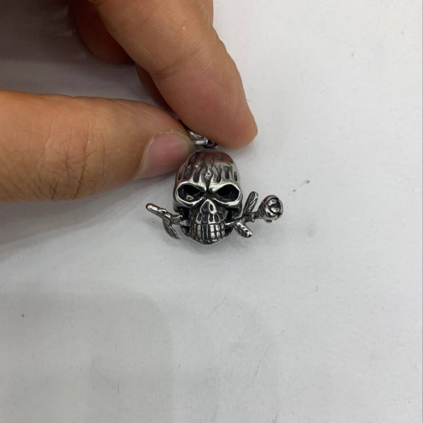 2020 European and American powerful star Skull Necklace for men, titanium steel personalized Ghost Head Pendant, punk stainless steel accessories details Picture