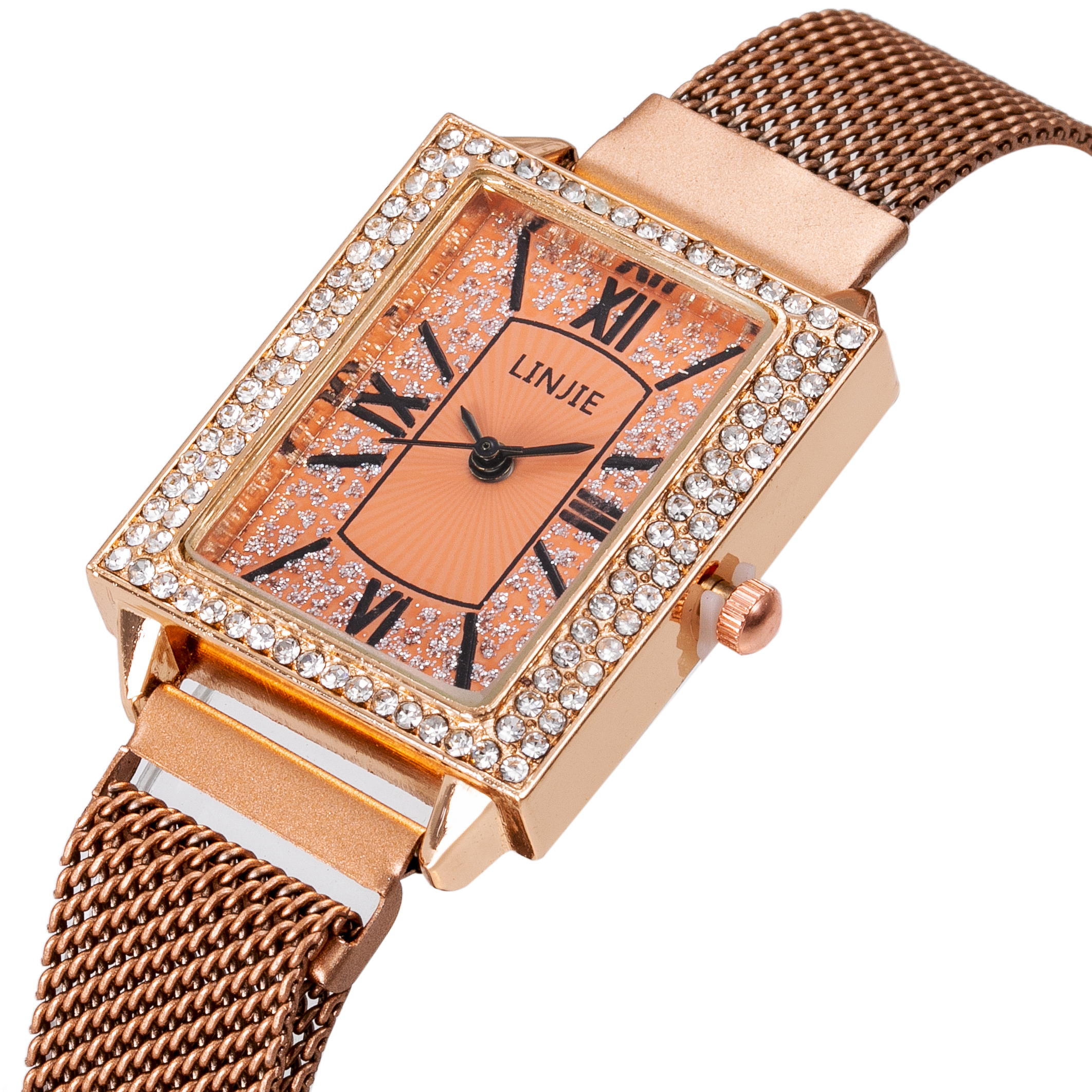 新款女士镶钻方形手表吸磁铁石网带潮流手表米兰带懒人手表18820/48详情图9