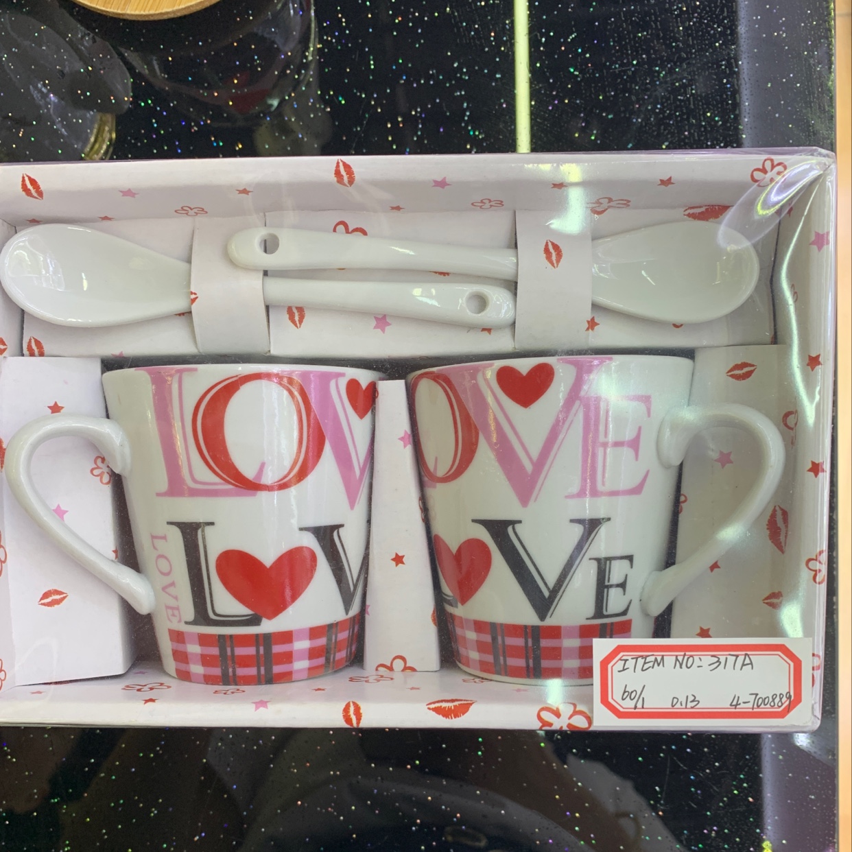 Valentine's Day Couple Cup Love Series 317A Couple Set: Two cups and two spoons Specification image