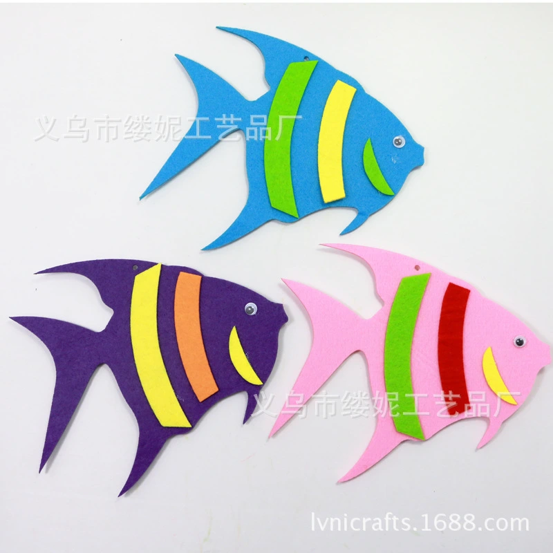 Non-woven fabric felt fabric is used to decorate the walls of the kindergarten classroom with 3D stereoscopic color double-sided striped fish detail image 6
