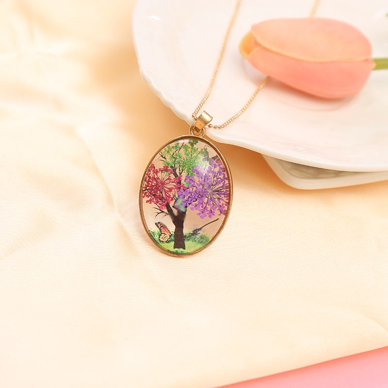 Dried flower Life Tree Butterfly necklace undefined
