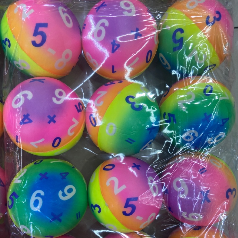 Factory direct sales: 6.3 cm Rainbow series Digital moon letter football pu balls, sponge balls, pressure balls, children's toys Specification image