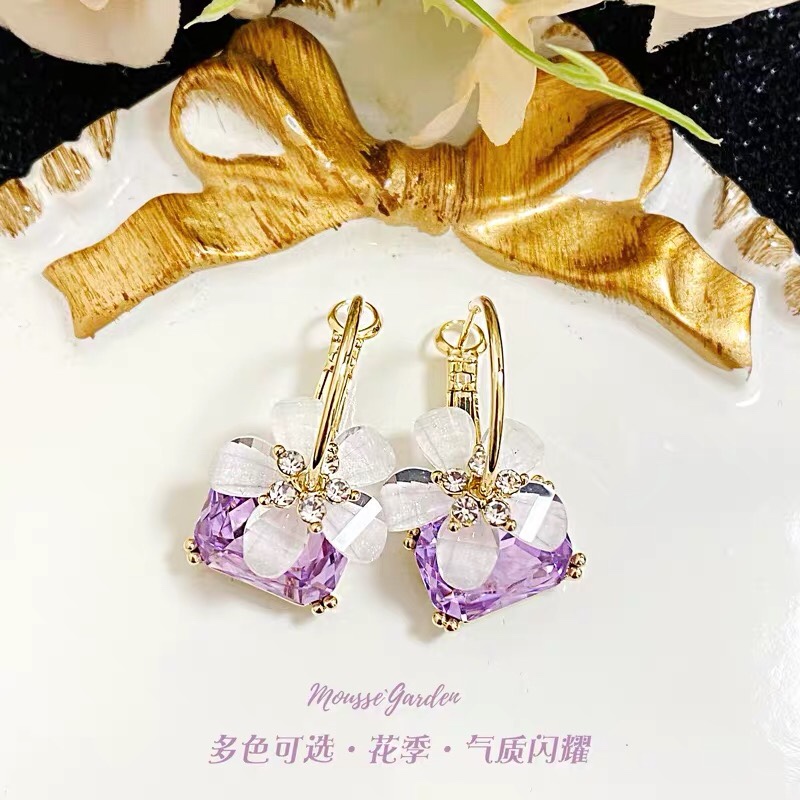 韩版时尚潮流女士气质百搭气质水晶耳环