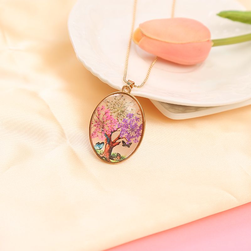 Dried flower Life Tree Butterfly necklace undefined