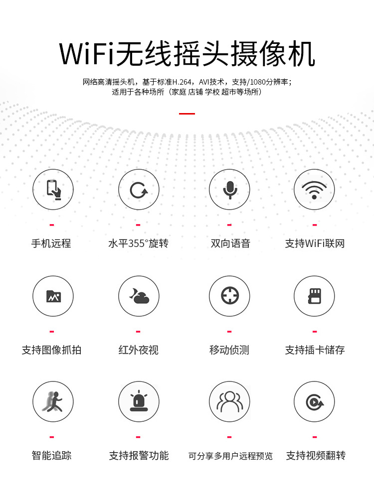 无线摄像头连手机远程WIFI网络高清夜视家用监控探头详情图2