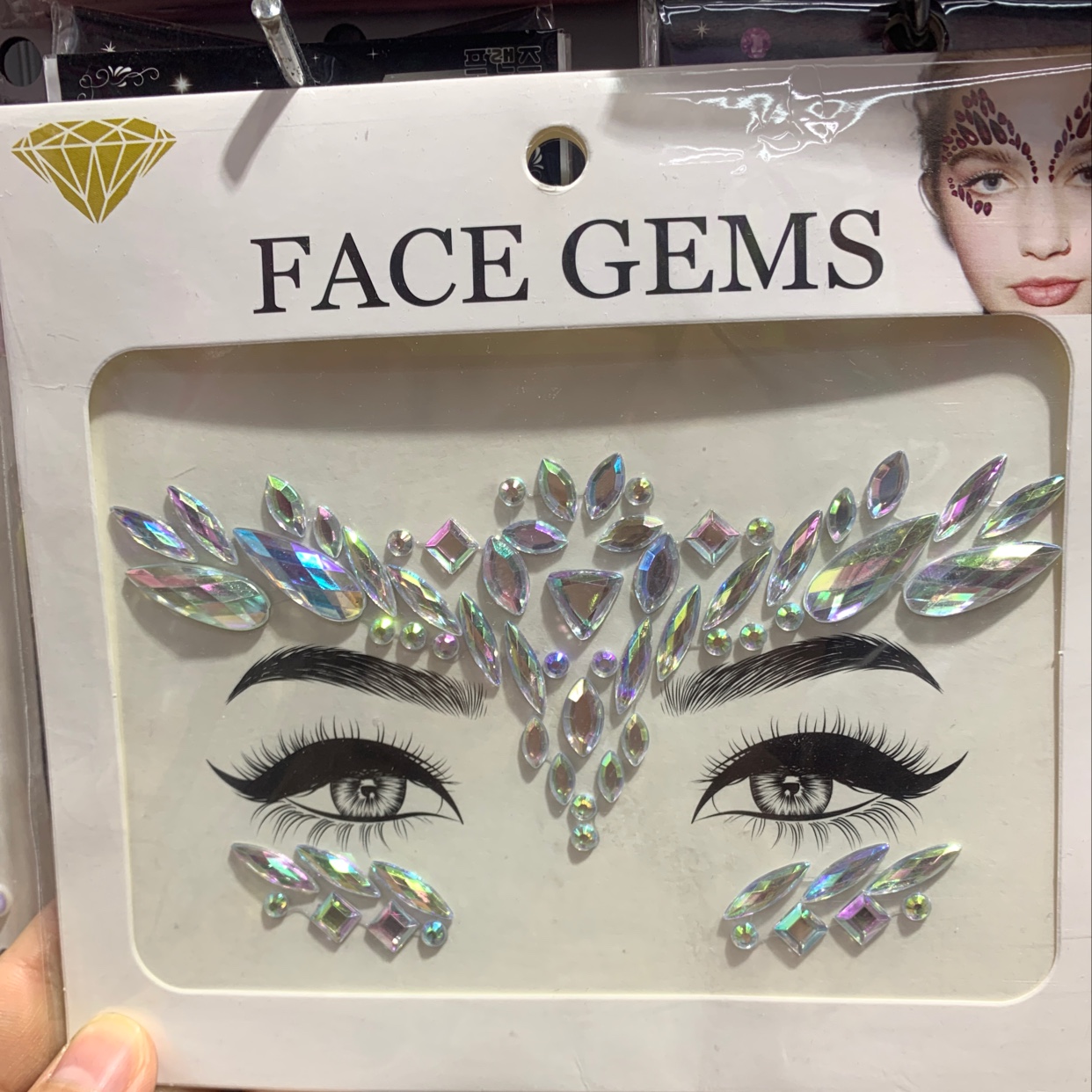 钻石💎脸贴。彩钻脸贴 脸贴 眉心贴 face gems sticks 化妆配件脸贴详情图6