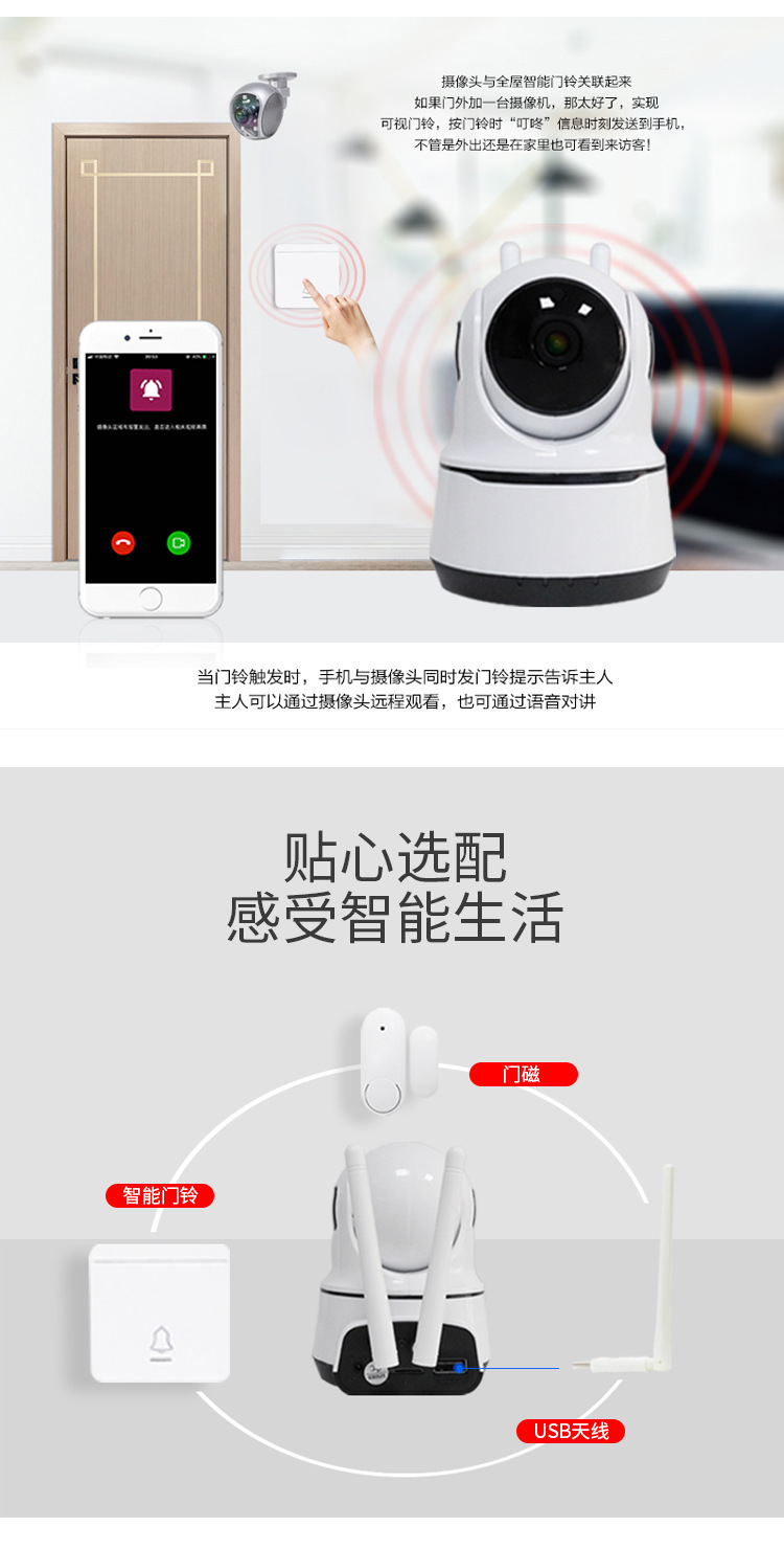 无线摄像头连手机远程WIFI网络高清夜视家用监控探头详情图9