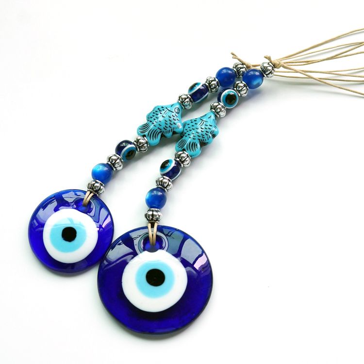 Factory direct sales of blue-eyed ornaments, fish-shaped round glass eye pendants, wall hangers and decorative items