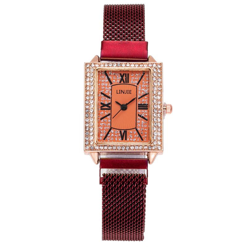 新款女士镶钻方形手表吸磁铁石网带潮流手表米兰带懒人手表18820/48详情图7