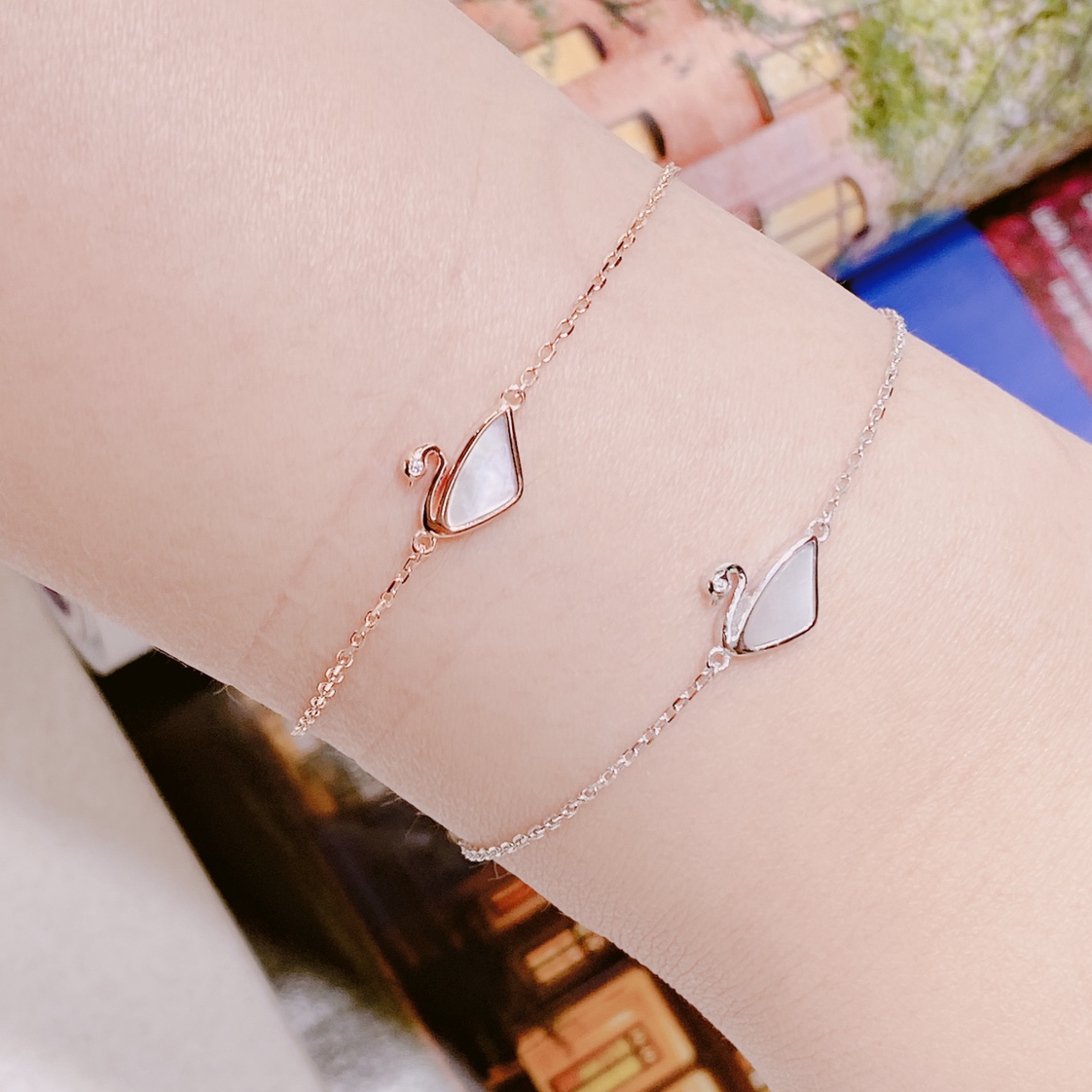 S925 plata esterlina swan madre pulsera Item Picture