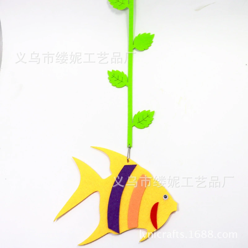 Non-woven fabric felt fabric is used to decorate the walls of the kindergarten classroom with 3D stereoscopic color double-sided striped fish detail image 5