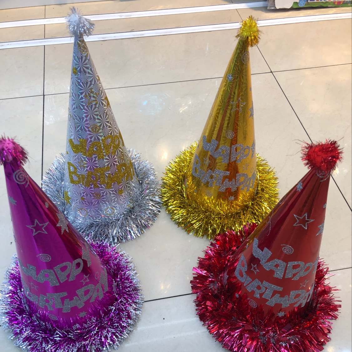 34 cm gold powder birthday hats, 360 pieces in one piece details Picture