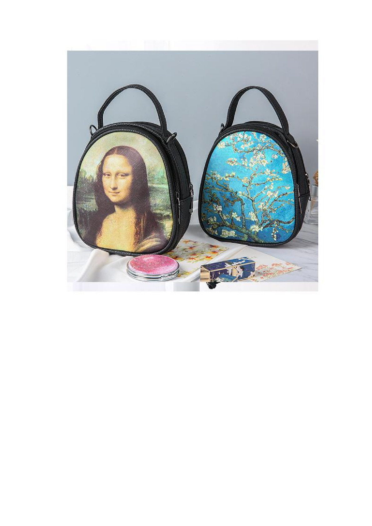 ins女包梵高复古油画印花个性单肩斜挎包女士背包手机包支持定制详情图6
