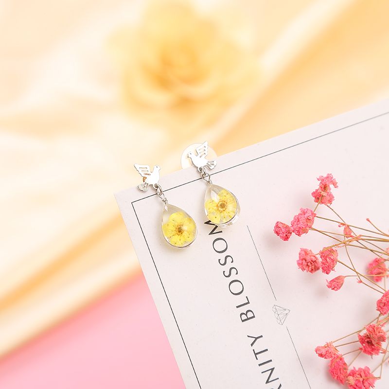 Pendientes de encaje flores narcisos flores secas
