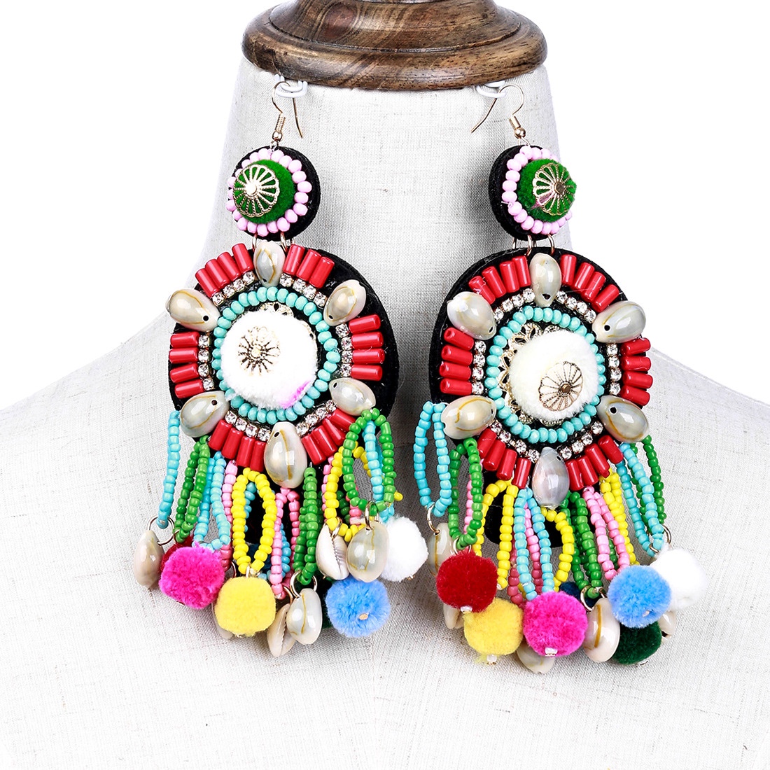 Handmade heavy industry with shell ethnic wind earrings