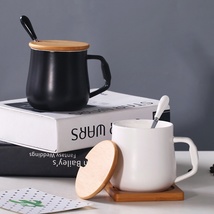 现代简约哑光黑白情侣马克杯可定制纯色陶瓷咖啡杯礼盒套装代发