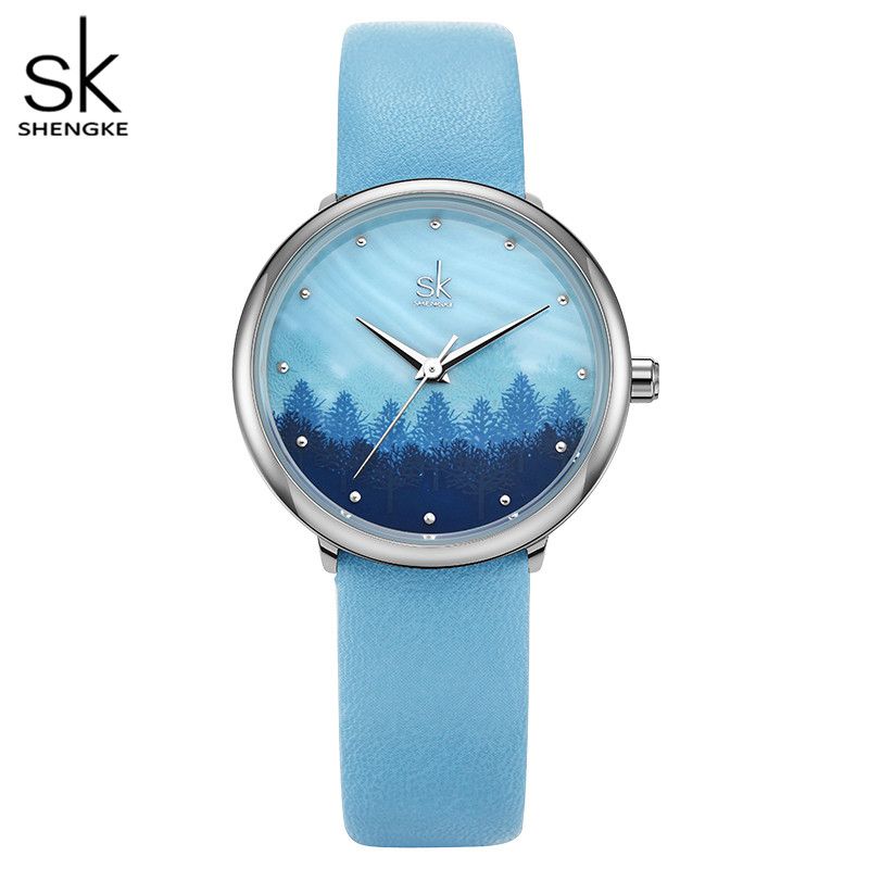 SHENGKE SHENGKE spring edition women's watch K9020 with birch Wood Element Shell strap