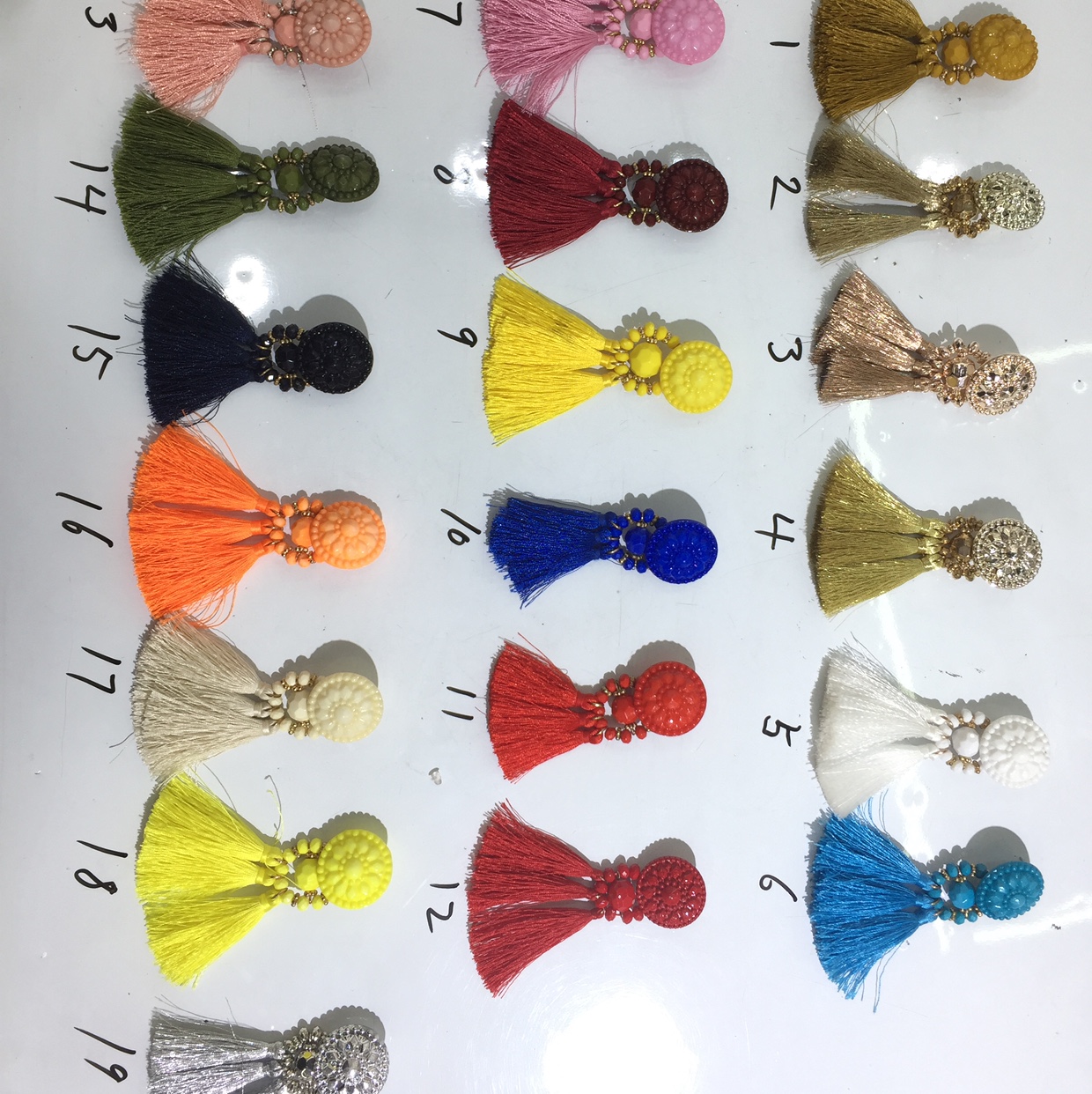 Big acrylic with tassel explosion earrings