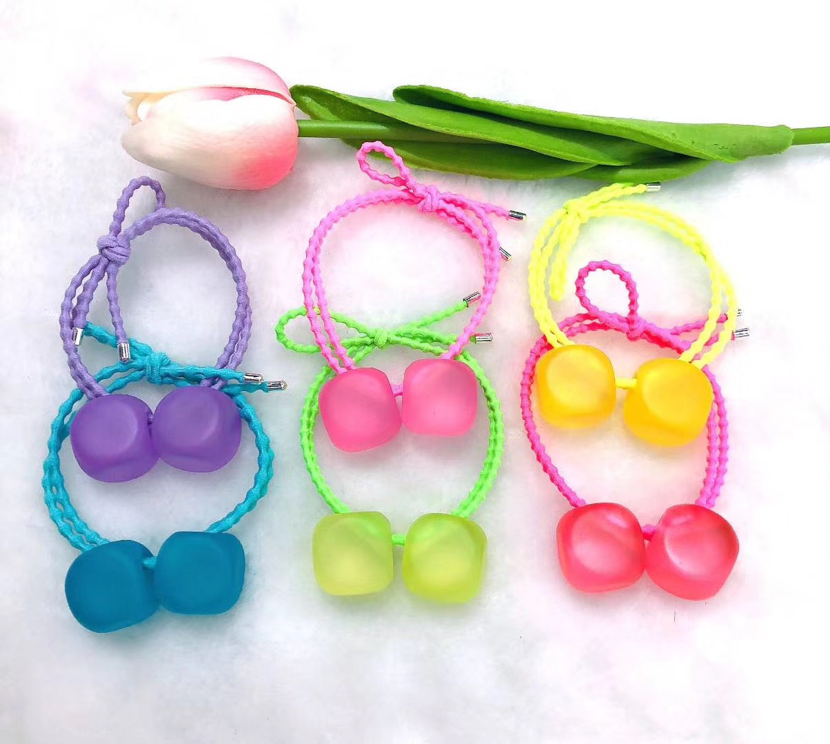 4355 square beads double hair rope rubber band stall night market burst transparent jelly thumbnail