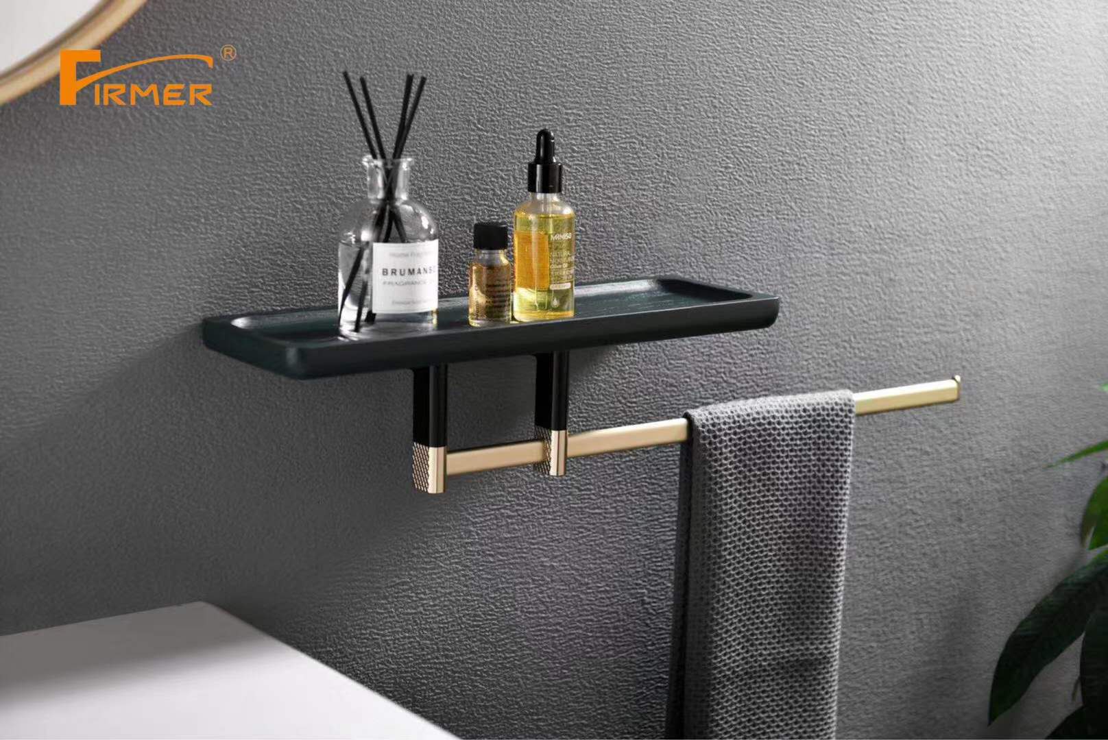 Firmer's New Black Gold All-Copper Luxury Light Luxury Bathroom Hanging Items, Bath Towel Holder And Tissue Holder Item Picture