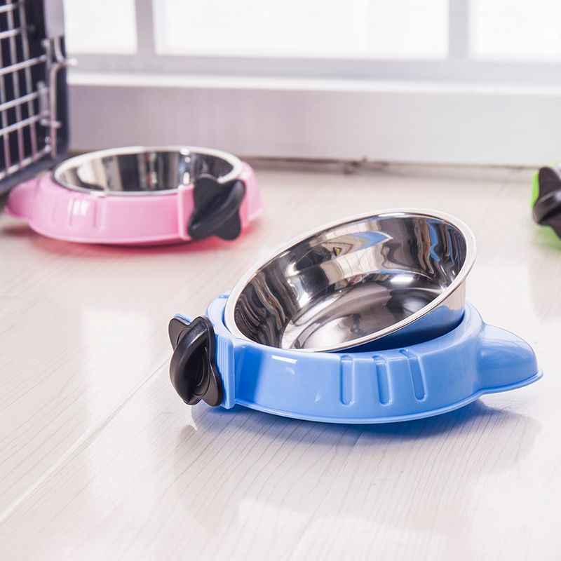 新款宠物用品卡通猫头型挂笼宠物碗 狗盆 悬挂式狗碗猫碗细节图