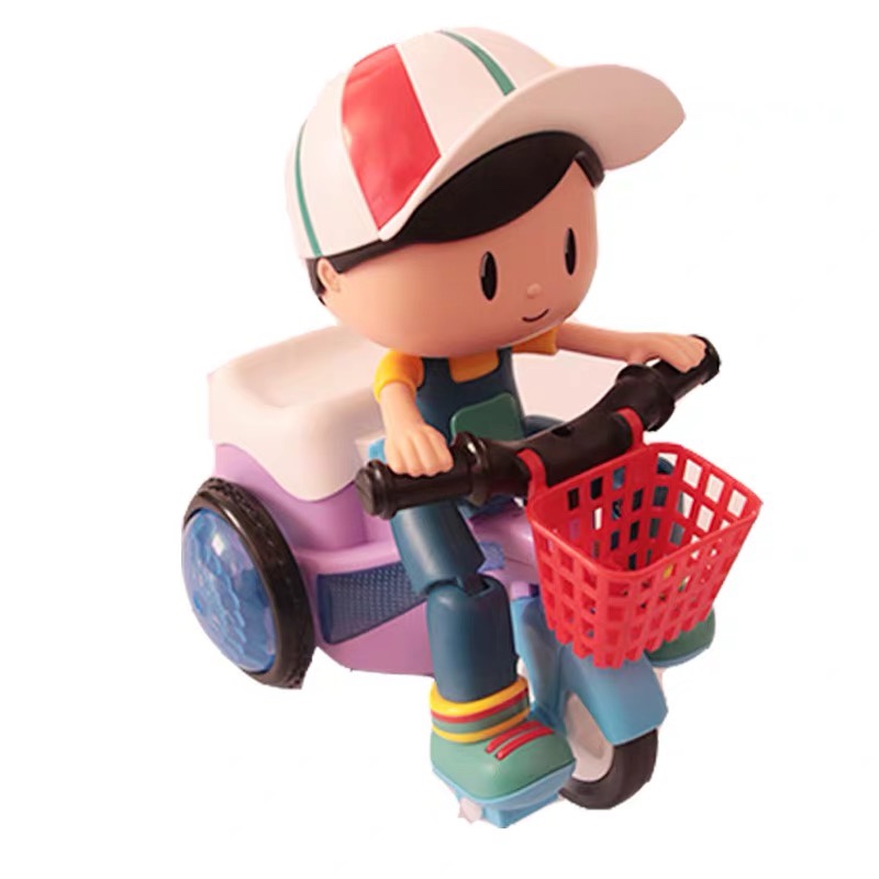 Douyin web celebrity is the same children's cartoon electric stunt tricycle dump motorcycle light music universal revolving toy thumbnail