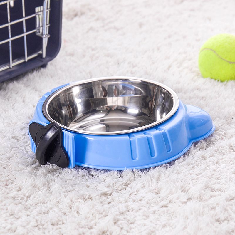 新款宠物用品卡通猫头型挂笼宠物碗 狗盆 悬挂式狗碗猫碗图