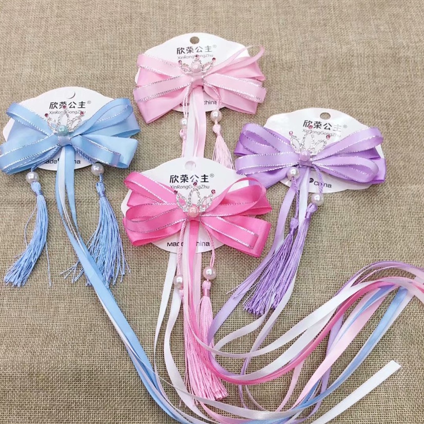 Hanfu single alloy ribbon with three pink diamond crowns thumbnail