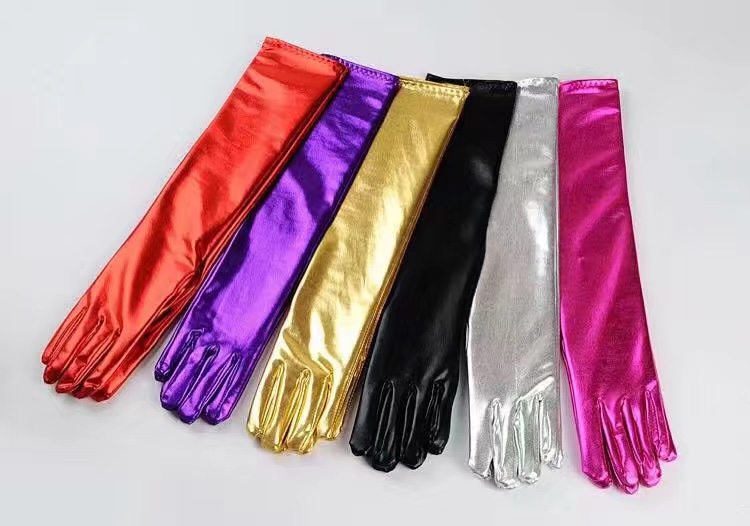 Korean version patent leather gloves, long and tight DS tight-fitting dance performance gloves props, cos soft elastic gloves undefined