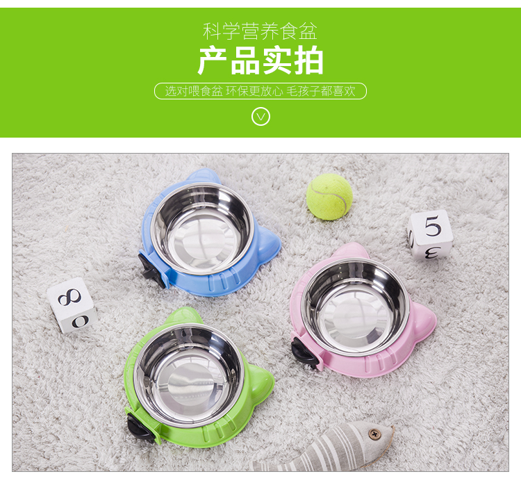 新款宠物用品卡通猫头型挂笼宠物碗 狗盆 悬挂式狗碗猫碗详情图8