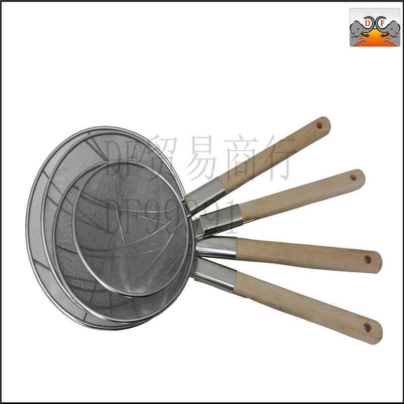 DF99391 木柄捞厘漏勺加厚不锈钢木柄/竹柄线漏 家用厨房油炸饺子面条捞勺 DF TRADING HOUSE