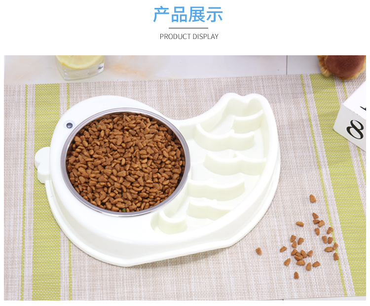 新款小鸟型不锈钢塑料两用慢食碗狗盆 狗猫碗 宠物食具用品详情图11