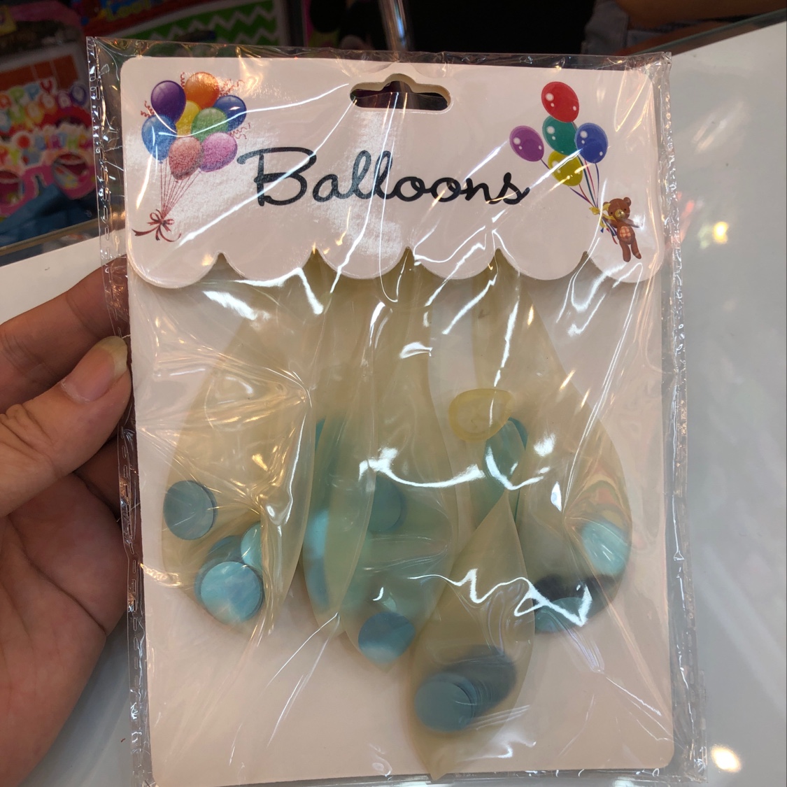 Sequined balloons in 5 packs, 1000 packs per piece