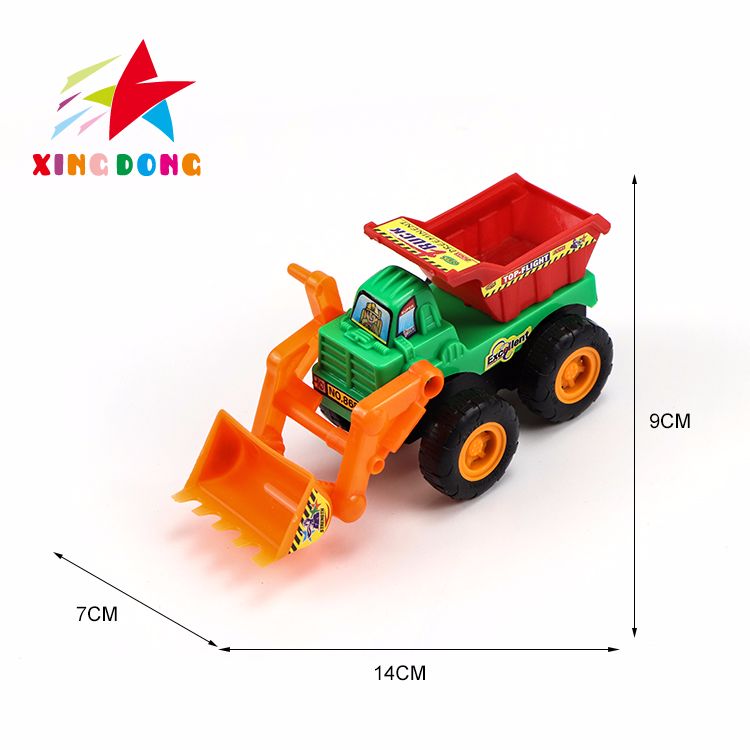 A variety of children's toy inertial engineering vehicles are mixed and assembled