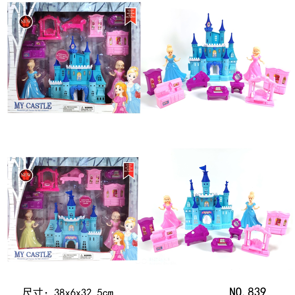 A children's educational toy, a girl with castle furniture, a piano and a dressing room, is a role-playing toy details Picture